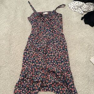 Floral midi sundress tie top M